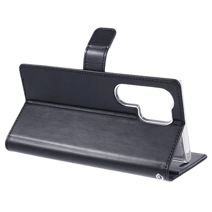 Goospery Mercury Blue Moon Diary Leather Case Cover For Galaxy S24 Ultra - Black - GR Phones