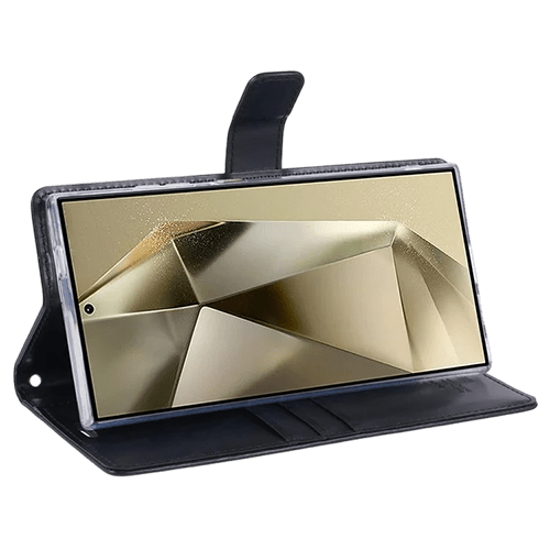 Goospery Mercury Blue Moon Diary Leather Case Cover For Galaxy S24 Ultra - Black - GR Phones