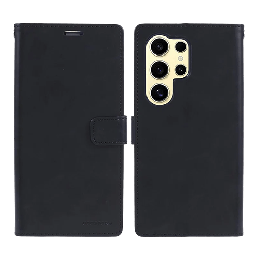 Goospery Mercury Blue Moon Diary Leather Case Cover For Galaxy S24 Ultra - Black - GR Phones