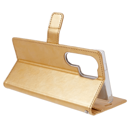 Goospery Mercury Blue Moon Diary Leather Case Cover For Galaxy S24 Ultra - Gold - GR Phones