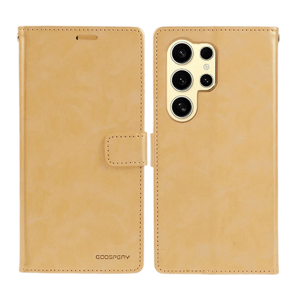 Goospery Mercury Blue Moon Diary Leather Case Cover For Galaxy S24 Ultra - Gold - GR Phones
