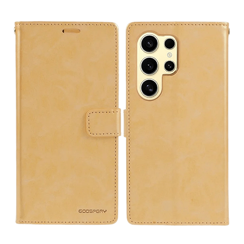 Goospery Mercury Blue Moon Diary Leather Case Cover For Galaxy S24 Ultra - Gold - GR Phones
