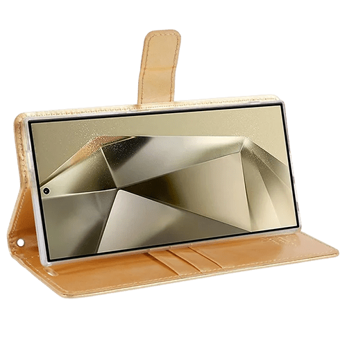 Goospery Mercury Blue Moon Diary Leather Case Cover For Galaxy S24 Ultra - Gold - GR Phones