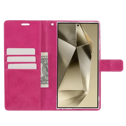 Goospery Mercury Blue Moon Diary Leather Case Cover For Galaxy S24 Ultra - Hot Pink - GR Phones