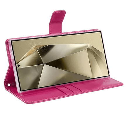 Goospery Mercury Blue Moon Diary Leather Case Cover For Galaxy S24 Ultra - Hot Pink - GR Phones