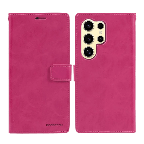 Goospery Mercury Blue Moon Diary Leather Case Cover For Galaxy S24 Ultra - Hot Pink - GR Phones
