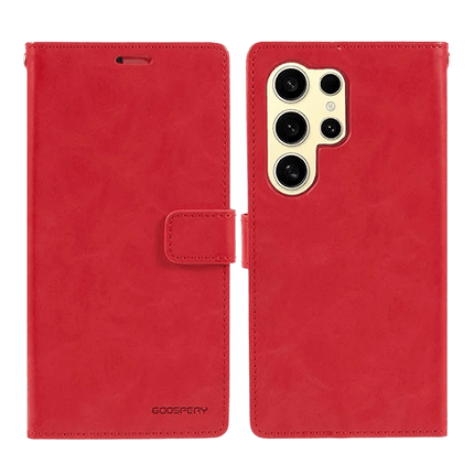 Goospery Mercury Blue Moon Diary Leather Case Cover For Galaxy S24 Ultra - Red - GR Phones
