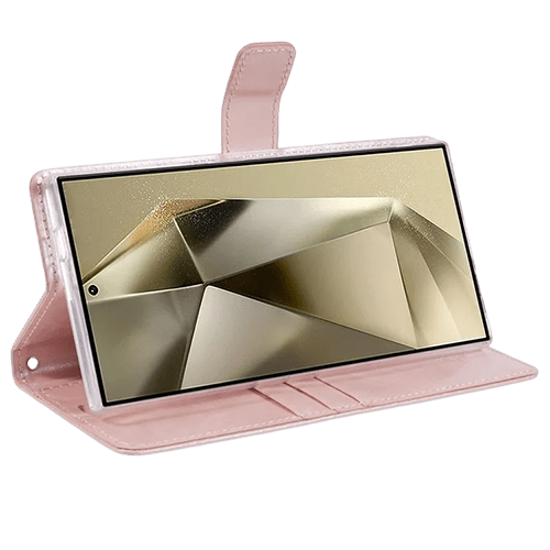 Goospery Mercury Blue Moon Diary Leather Case Cover For Galaxy S24 Ultra - Rose Gold - GR Phones