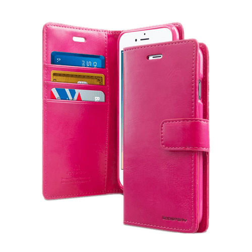 Goospery Mercury Blue Moon Diary Wallet Leather Case For iPhone 12/12 Pro - Hot Pink - GR Phones
