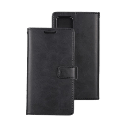 Goospery Mercury Blue Moon Diary Wallet Leather Case For iPhone 13 - Black - GR Phones
