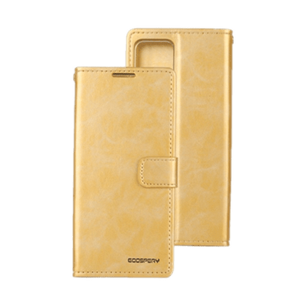 Goospery Mercury Blue Moon Diary Wallet Leather Case For iPhone 13 - Gold - GR Phones
