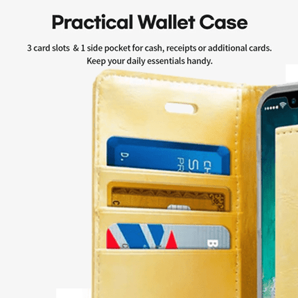 Goospery Mercury Blue Moon Diary Wallet Leather Case For iPhone 13 Mini - Gold - GR Phones