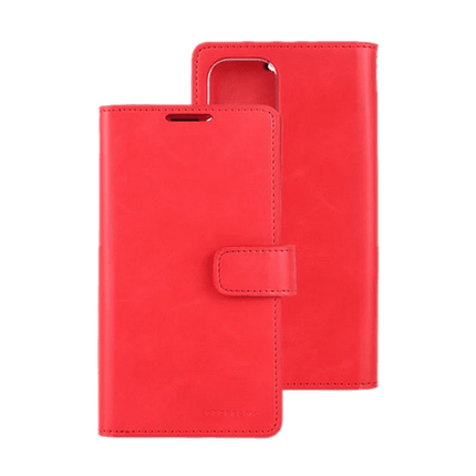 Goospery Mercury Blue Moon Diary Wallet Leather Case For iPhone 13 Pro - Red - GR Phones