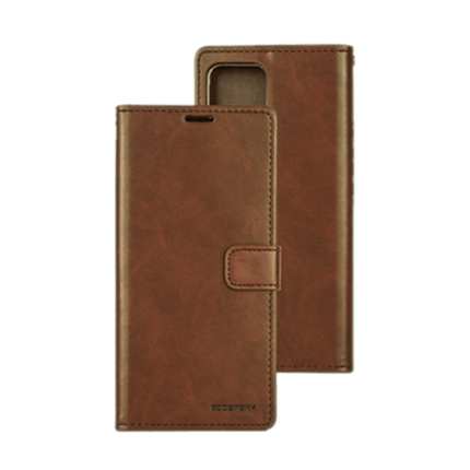 Goospery Mercury Blue Moon Diary Wallet Leather Case For iPhone 14 - Brown - GR Phones