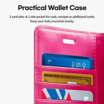 Goospery Mercury Blue Moon Diary Wallet Leather Case For iPhone 14 - Hot Pink - GR Phones