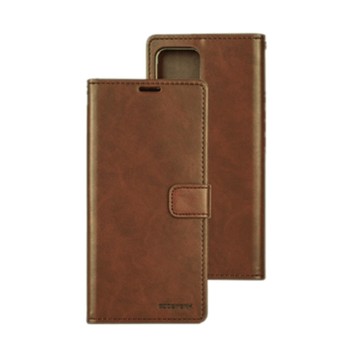 Goospery Mercury Blue Moon Diary Wallet Leather Case For iPhone 14 Pro Max - Brown - GR Phones