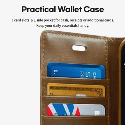 Goospery Mercury Blue Moon Diary Wallet Leather Case For iPhone 14 Pro Max - Brown - GR Phones