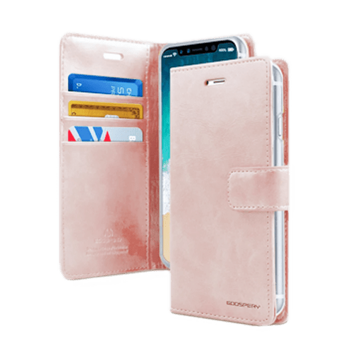 Goospery Mercury Blue Moon Diary Wallet Leather Case For iPhone 14 - Rose Gold - GR Phones