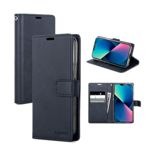 Goospery Mercury Blue Moon Diary Wallet Leather Case For iPhone 15 - Black - GR Phones