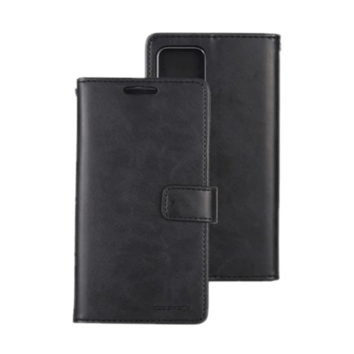 Goospery Mercury Blue Moon Diary Wallet Leather Case For iPhone 15 - Black - GR Phones