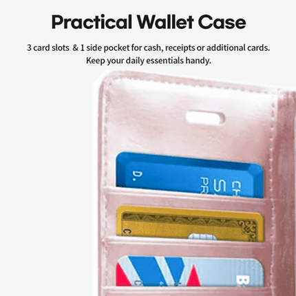 Goospery Mercury Blue Moon Diary Wallet Leather Case For iPhone 15 Pro Max - Rose Gold - GR Phones