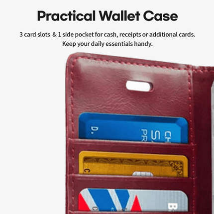 Goospery Mercury Blue Moon Diary Wallet Leather Case For iPhone 15 - Wine - GR Phones