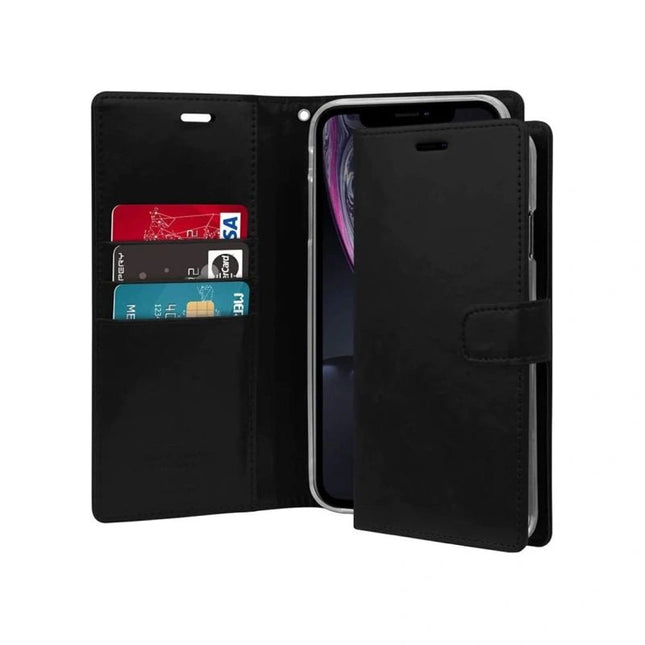 Goospery Mercury Blue Moon Diary Wallet Leather Case For iPhone XS Max - Black - GR Phones