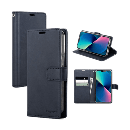 Goospery Mercury Blue Moon Diary Wallet Leather Flip Case For Phone 7/ 8/ SE 2020 - Black - GR Phones