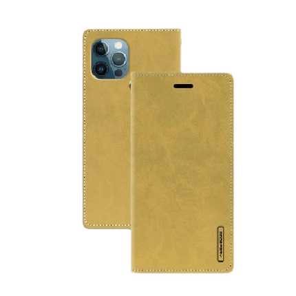 Goospery Mercury Blue Moon FLIP Wallet Leather Case For iPhone 13 Mini - Gold - GR Phones