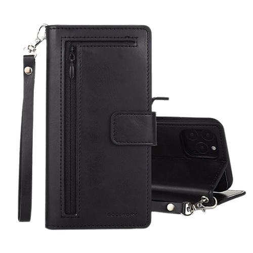 Goospery Mercury Detachable Diary Zipper Wallet Leather Flip Case Cover For iPhone XS Max - Black - GR Phones