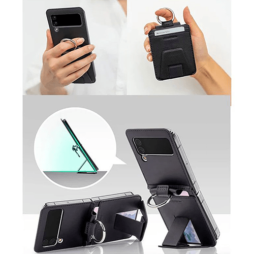 Goospery Mercury Easy Standing Diary Case Cover For Galaxy Z Flip 6 - Black - GR Phones