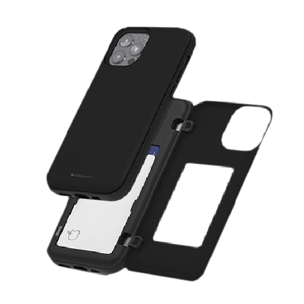 Goospery Mercury Magnetic Door Bumper Case with Card Slot For iPhone 12 Mini - Black - GR Phones