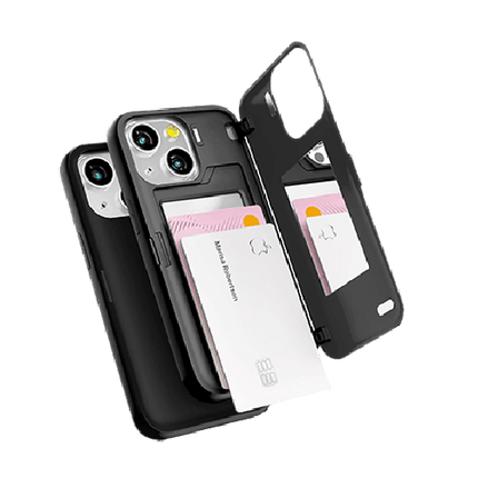 Goospery Mercury Magnetic Door Bumper Case with Card Slot For iPhone 12/12 Pro - Black - GR Phones