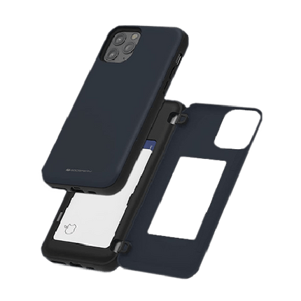 Goospery Mercury Magnetic Door Bumper Case with Card Slot For iPhone 12/12 Pro - Navy - GR Phones