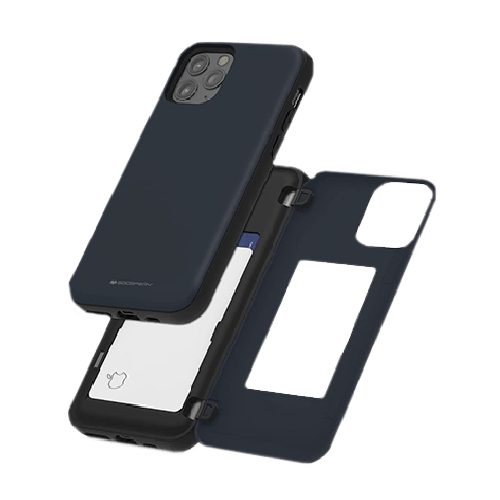 Goospery Mercury Magnetic Door Bumper Case with Card Slot For iPhone 12/12 Pro - Navy - GR Phones