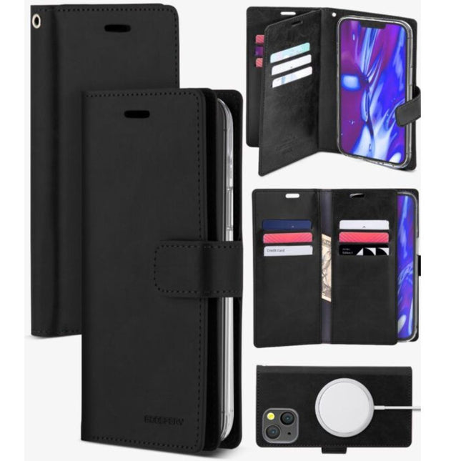 Goospery Mercury Mansoor Diary Case For iPhone 15 Pro Max – Black - GR Phones