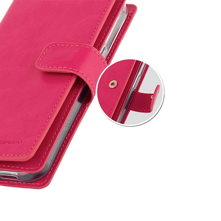Goospery Mercury Mansoor Diary Wallet Leather Flip Case Cover For iPhone 13 - Hot Pink - GR Phones