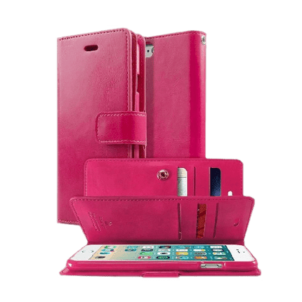 Goospery Mercury Mansoor Diary Wallet Leather Flip Case Cover For iPhone 13 - Hot Pink - GR Phones