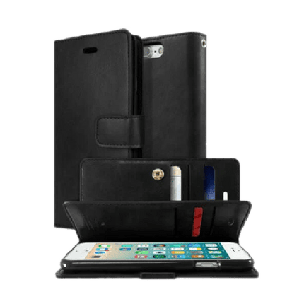 Goospery Mercury Mansoor Diary Wallet Leather Flip Case Cover For iPhone 13 Pro Max - Black - GR Phones