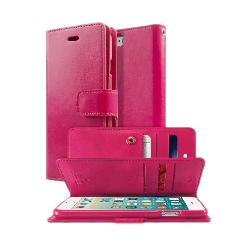 Goospery Mercury Mansoor Diary Wallet Leather Flip Case For iPhone 13 Mini - Hot Pink - GR Phones