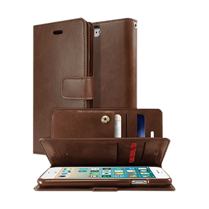 Goospery Mercury Mansoor Diary Wallet Leather Flip Case For iPhone 7 Plus/ 8 Plus - Brown - GR Phones