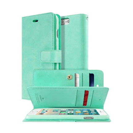 Goospery Mercury Mansoor Diary Wallet Leather Flip Case For iPhone 7 Plus/ 8 Plus - Mint - GR Phones