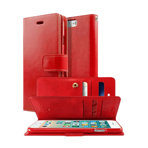 Goospery Mercury Mansoor Diary Wallet Leather Flip Case For iPhone 7 Plus/ 8 Plus - Red - GR Phones