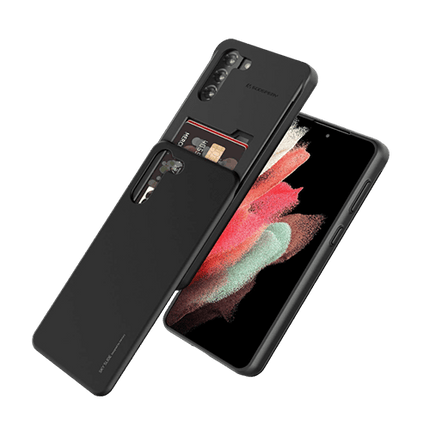 Goospery Mercury Sky Slide Bumper Case Cover With Card Slot for Galaxy S21 Ultra - Black - GR Phones