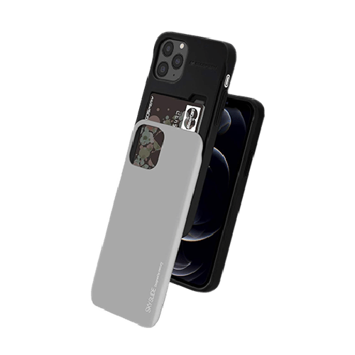 Goospery Mercury Sky Slide Bumper Case Cover With Card Slot for iPhone 12 Pro Max - Silver - GR Phones
