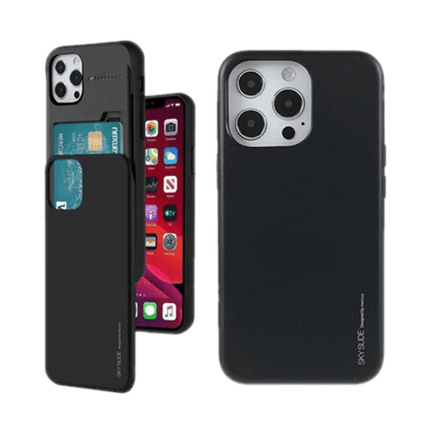 Goospery Mercury Sky Slide Bumper Case Cover With Card Slot for iPhone 14 - Black - GR Phones