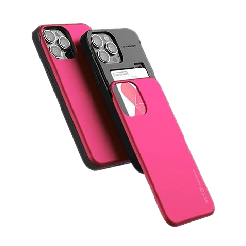 Goospery Mercury Sky Slide Bumper Case With Card Slot for iPhone 13 Mini - Hot Pink - GR Phones
