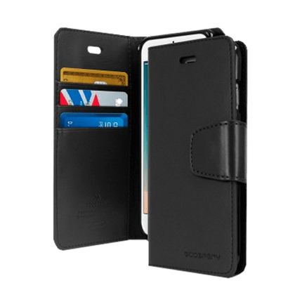 Goospery Mercury Sonata Diary Wallet Leather Flip Case Cover For iPhone 6 Plus/ 6S Plus - Black - GR Phones