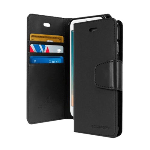 Goospery Mercury Sonata Diary Wallet Leather Flip Case Cover For iPhone 6 Plus/ 6S Plus - Black - GR Phones