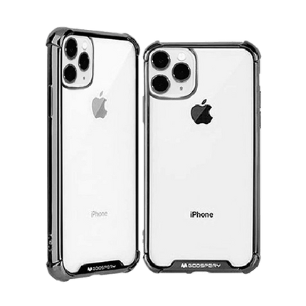 Goospery Mercury Transparent Wonder Protective Case Cover With Metal Plating For iPhone 11 Pro Max - Black - GR Phones